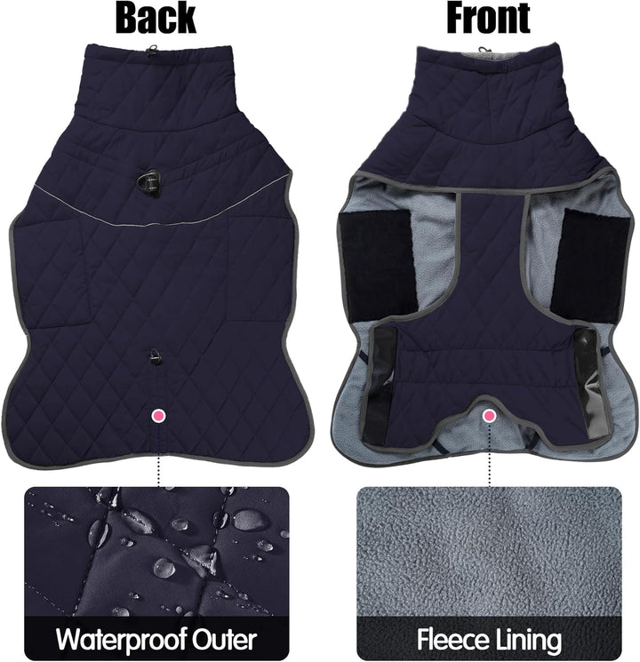 HEYWEAN Hundemantel Winter Wasserdicht Hundejacke mit D-Ring Warm Mantel Hund Fleece Hundepullover R