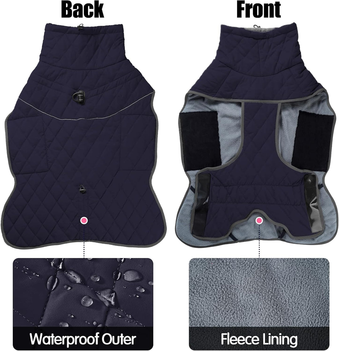 HEYWEAN Hundemantel Winter Wasserdicht Hundejacke mit D-Ring Warm Mantel Hund Fleece Hundepullover R