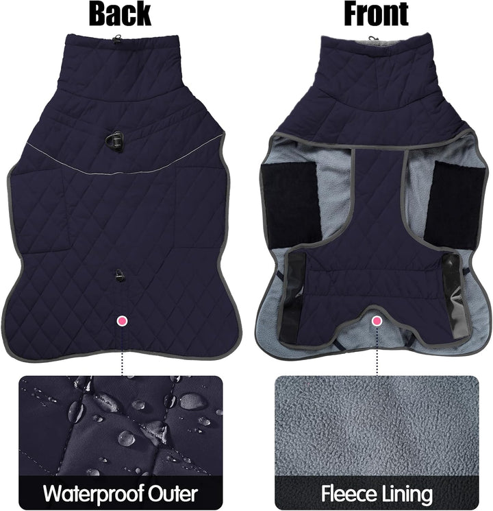 HEYWEAN Hundemantel Winter Wasserdicht Hundejacke mit D-Ring Warm Mantel Hund Fleece Hundepullover R