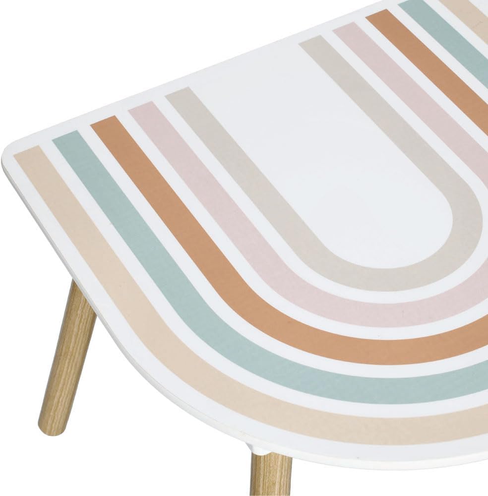 Zeller 13536 Kinder-Sitzgarnitur Rainbow, 3-TLG., MDF/Kiefer, Tisch: ca. 55 x 55 x 45 cm, Stuhl: ca.