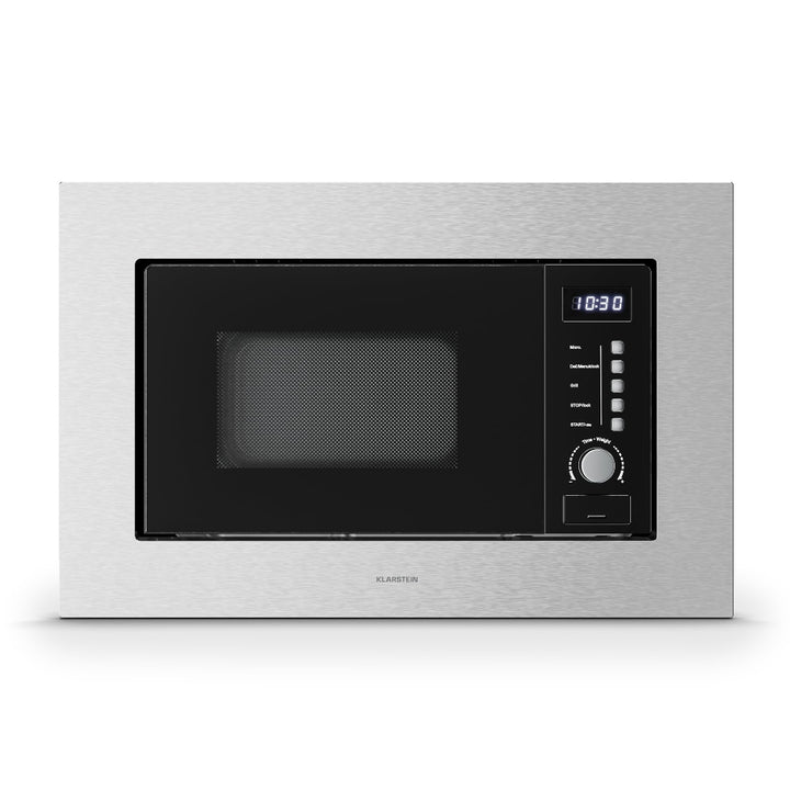 Klarstein Verosteel Einbaumikrowelle 60 cm mit Grill – 20L, 700W Mikrowelle & 800W Grill, 8 Programm