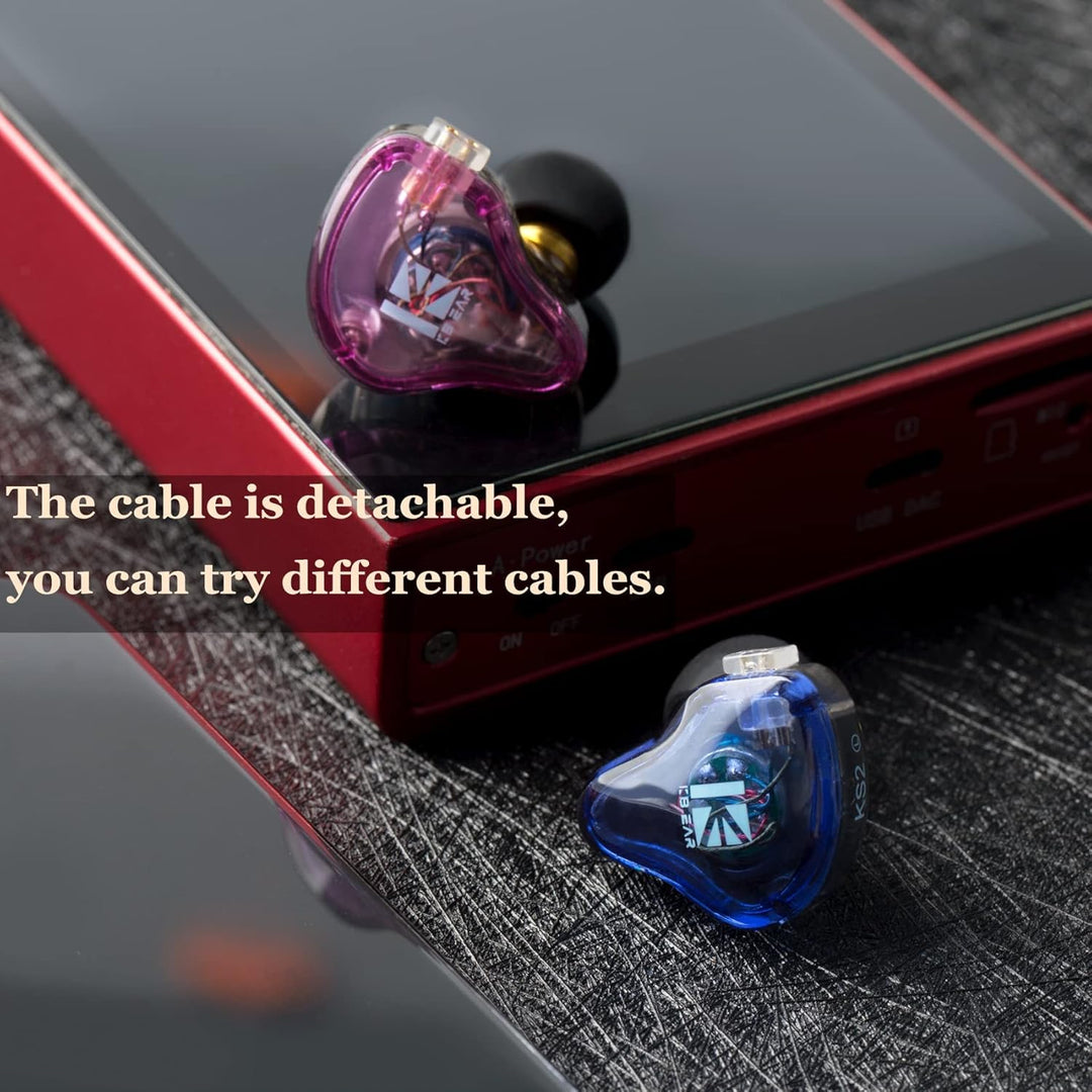 Yinyoo KS2 Kopfhörer, KBEAR HiFi In-Ear-Kopfhörer Over-Ear-Kopfhörer für PC, 1BA 1DD Hybrid Headset