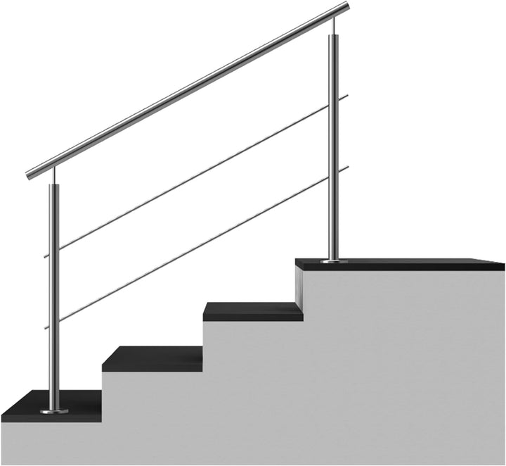Edelstahl Treppengeländer/Aussengeländer, 1,5m lang, 0,9m hoch, Aufmontage, je 2 Pfosten + Handlauf