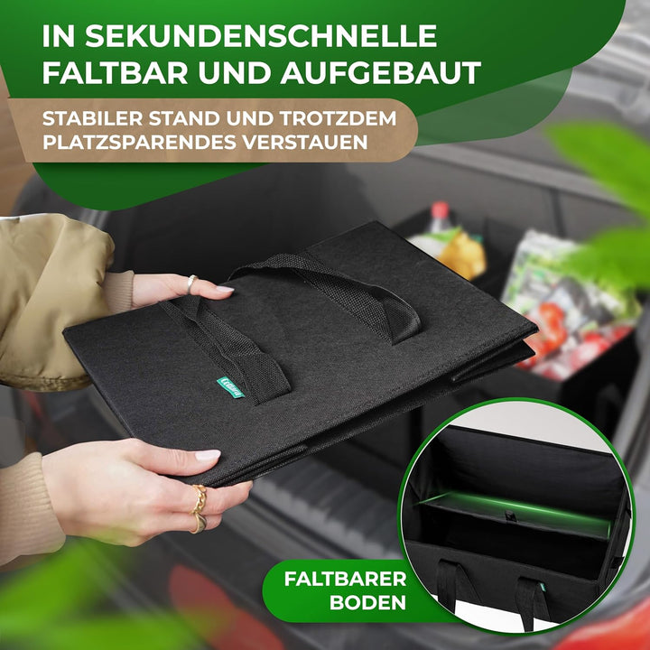 COTTARA® grosse Einkaufstasche faltbar 2er Pack & Obstnetz – stabiler grosser Einkaufskorb faltbar m