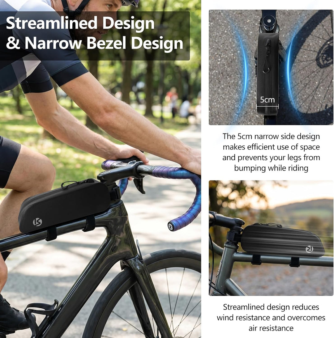HOSSOM 1.2L Rahmentasche Fahrrad wasserdichte Oberrohrtasche Dualem Befestigungssystem Fahrradtasche