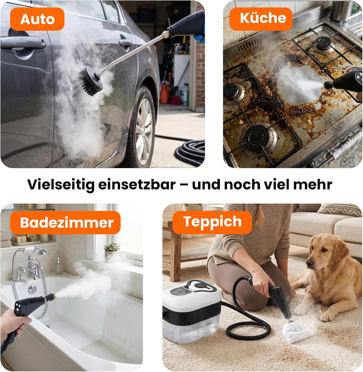 4.5 Bar Dampfreiniger Handgerät, 2500W Handdampfreiniger für das Haus Mehrzweck, 6 Einstellbare Gesc