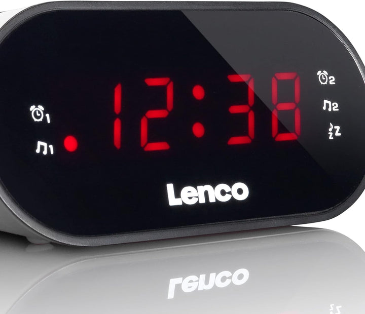 Lenco Radiowecker CR-07 mit LED-Display, 2 Weckzeiten, Dual Alarm, Sleeptimer, Schlummerfunktion, in