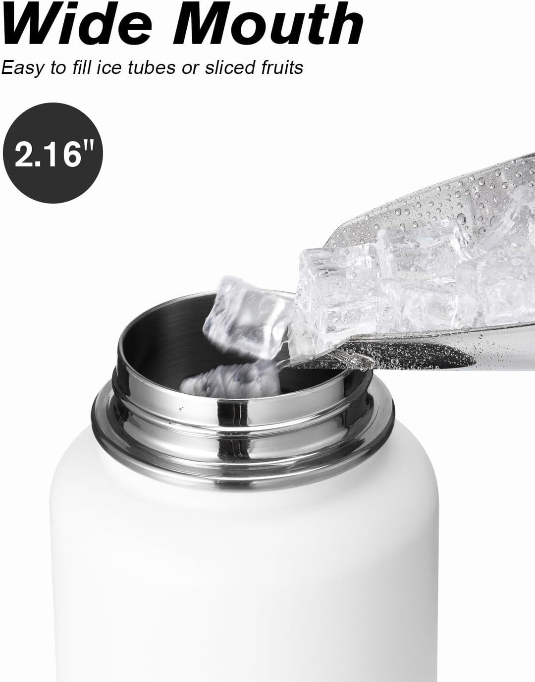 Coolflask Wasserflasche 946 ml Isoliert mit Strohhalm, Edelstahl Metall 3 Deckel Wasserflasche Breit