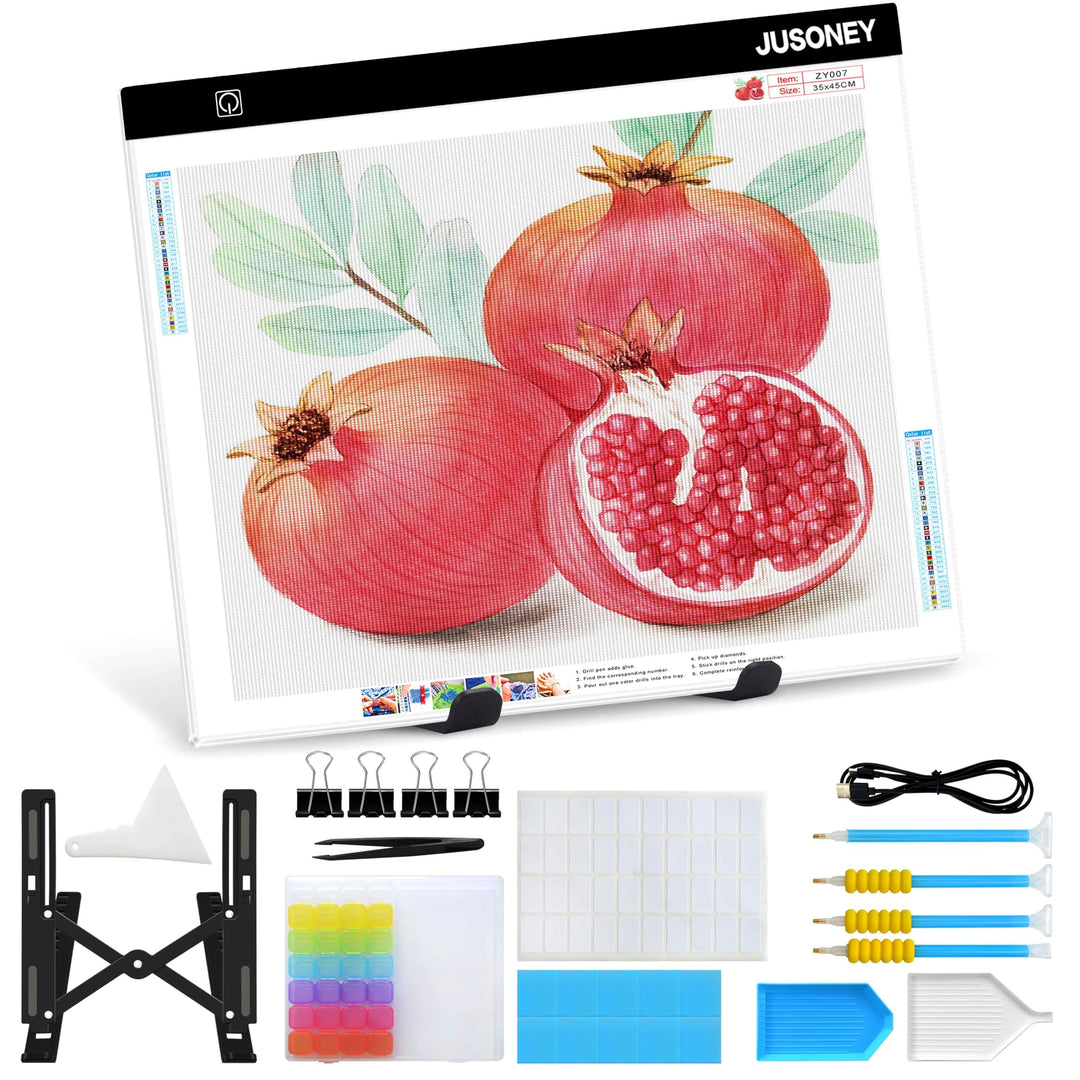 JUSONEY Leuchttisch A3 für diamond painting, Diamond Painting Zubehör Dimmbare Light Pad für Zeichne