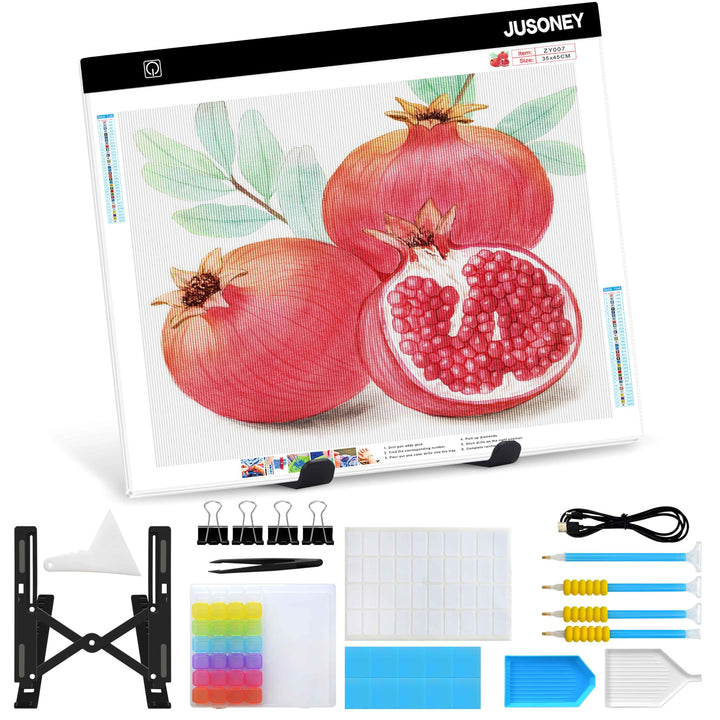 JUSONEY Leuchttisch A3 für diamond painting, Diamond Painting Zubehör Dimmbare Light Pad für Zeichne