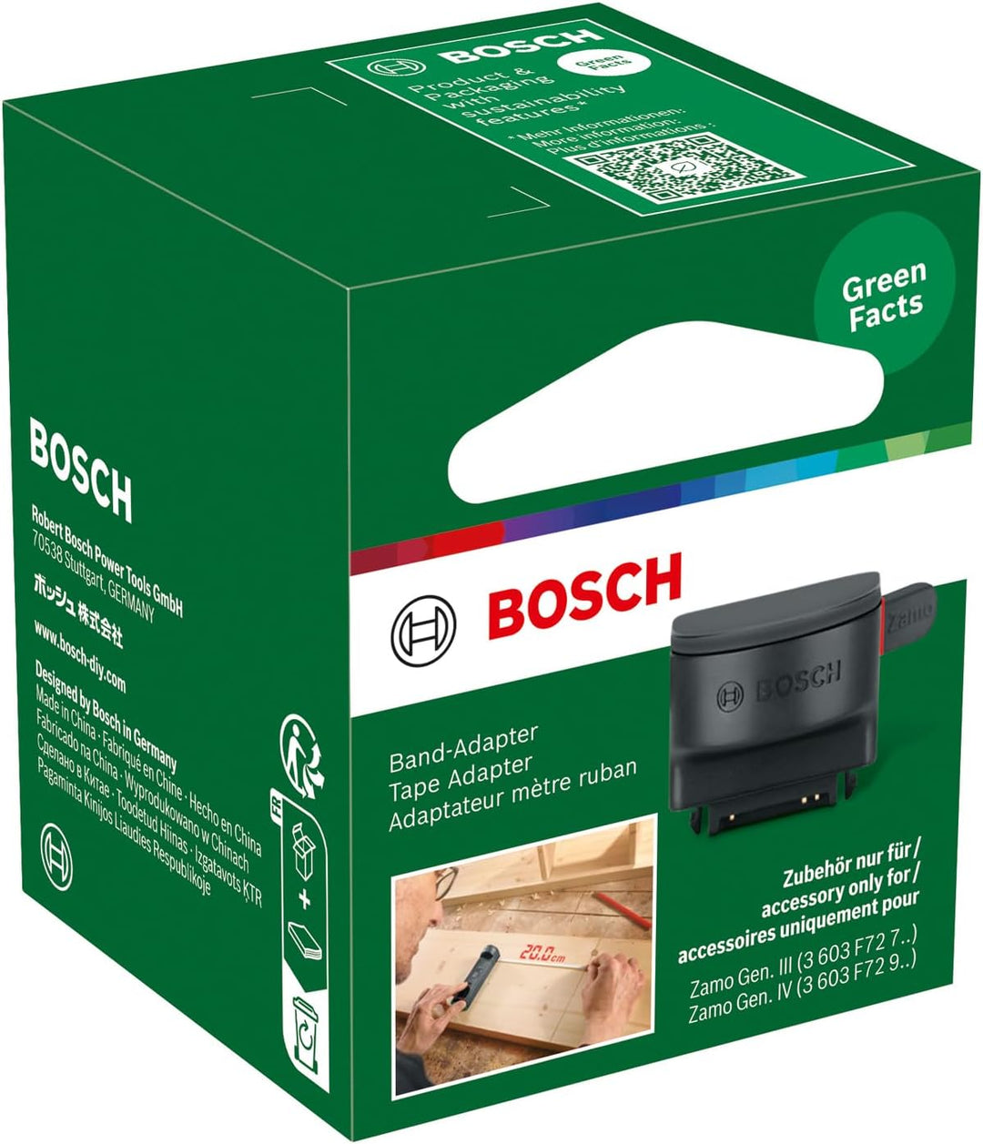 Bosch Lasermessgerät Zamo Tape Adapter (Zubehör für Zamo 4. Generation, zum präzisen Messen von kurz