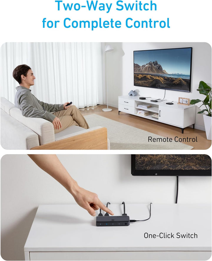 Anker HDMI Switch, 4K@60Hz Umschalter, 4 in 1 Gerät mit glatter Oberfläche, unterstützt HDR, 3D, Dol