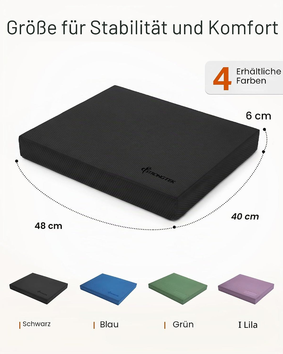 StrongTek Extra breites Schaumstoff-Balance-Pad für Physiotherapie, 48,3 x 40,1 x 6,1 cm, hochdichte