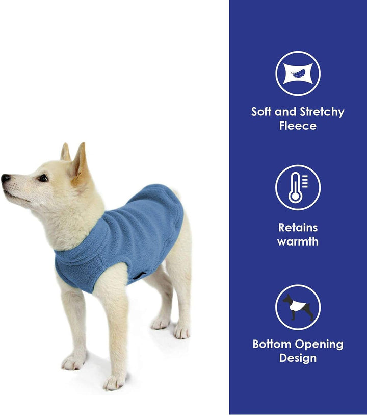 Gooby - Stretch Fleece Weste Pullover Fleece Weste Jacke Pullover für Hunde Stahlblau Grösse S stahl