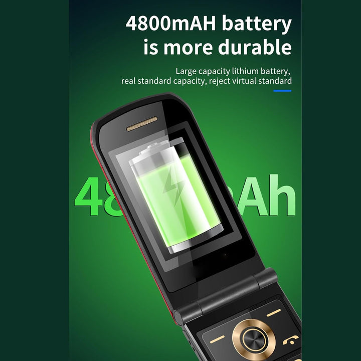 G9000 Flip Phone Entsperrtes GSM-Dual-SIM-Handy für Senioren (Rot) EU-Stecker Rot, EU-Stecker Rot