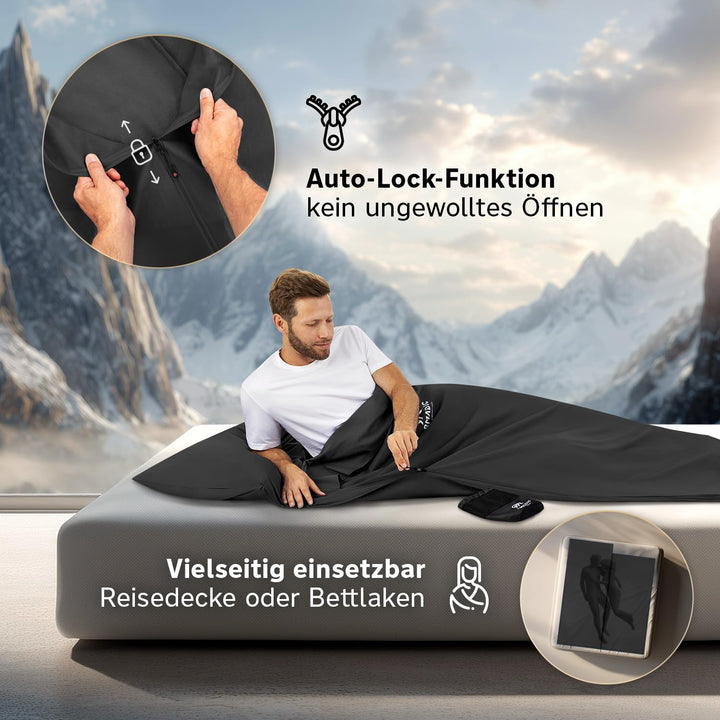 Hüttenschlafsack aus Mikrofaser oder Bio-Baumwolle (nur 230g / 380g) - Ultra leicht, klein und dünn.