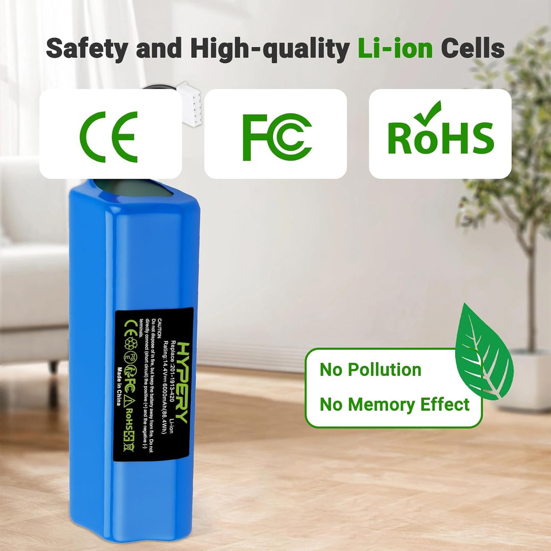 14.4V 6000mAh Ersatz Li-ion Akku für Staubsauger Akku Ecovacs Deebot T8/T8+/T9/T9+, für Deebot Ozmo