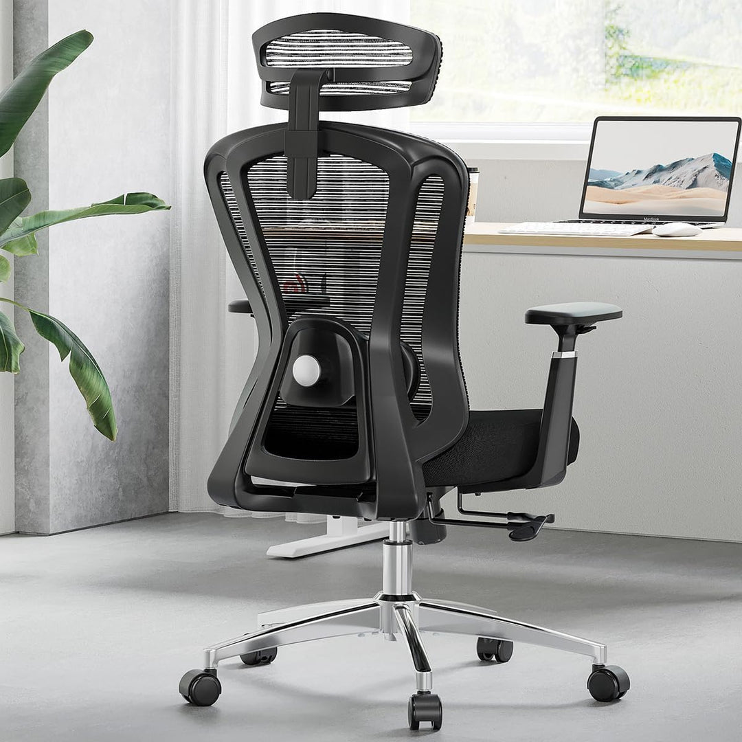 Farini Ergonomischer Bürostuhl, Heimbüro, Netzstuhl mit Lendenwirbelstütze, 3D-Armlehnen und Verstel