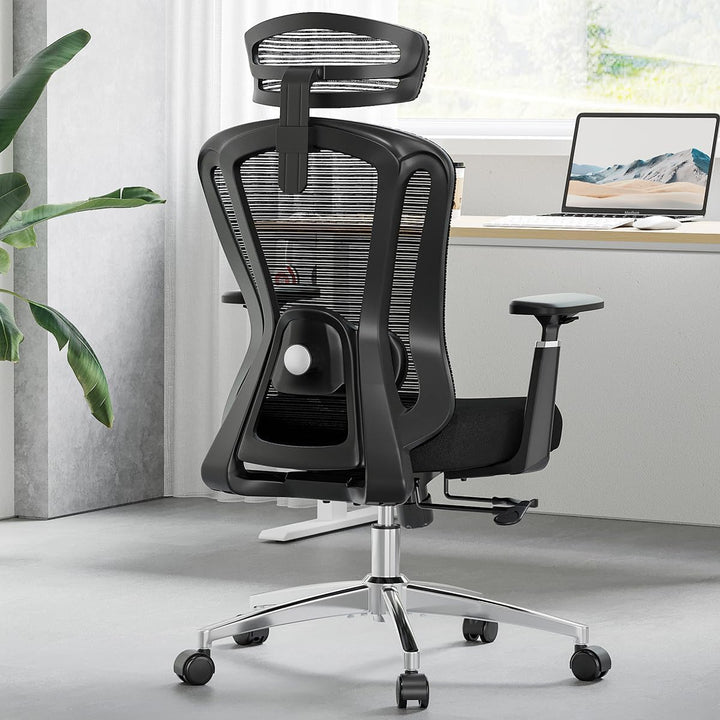 Farini Ergonomischer Bürostuhl, Heimbüro, Netzstuhl mit Lendenwirbelstütze, 3D-Armlehnen und Verstel