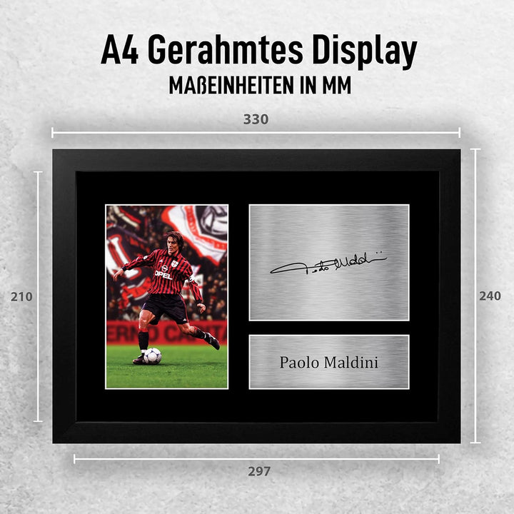 HWC Trading FR A4 Paolo Maldini Mailand Gifts gedrucktes Autogramm für Fans und Fans – A4 gerahmt (G