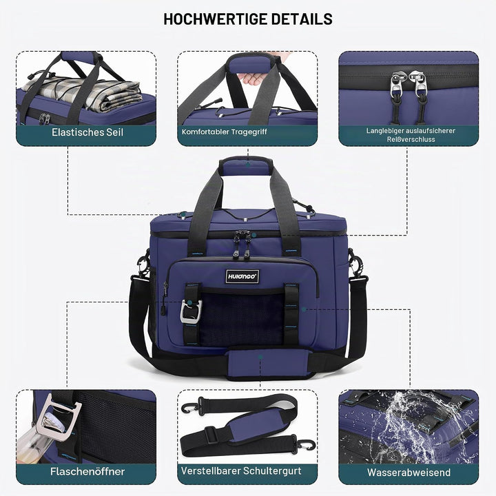 Hulongo Kühltasche, 30 L grosse isolierte Kühltasche, wasserdichte Thermotasche für Picknicks, ausla