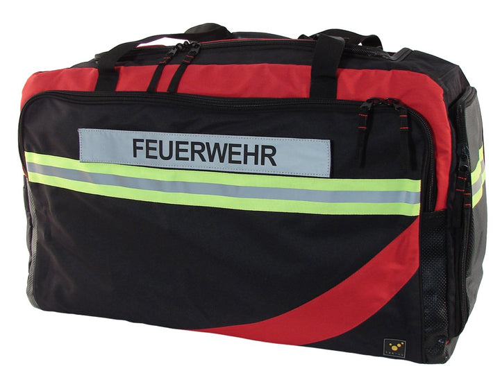 tee-uu RAGBAG Bekleidungstasche "FEUERWEHR" schwarz-rot | Tasche Einsatzkleidung | 90 Liter gross |