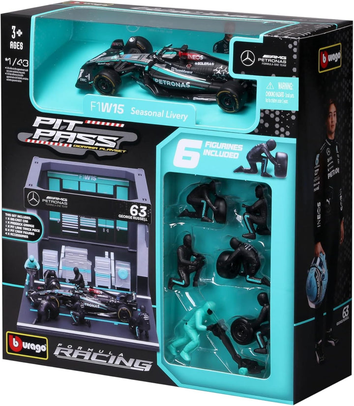 1:43 F1 Mercedes Amg W15 2024 Pit Pass Diorama Russell