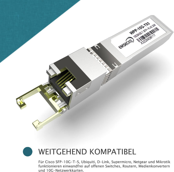 EMSECKO 10Gb SFP+ 30M, Kompatibel mit Cisco SFP-H10GB-CU50CM, Ubiquiti, Netgear, D-Link, TP-Link, QN