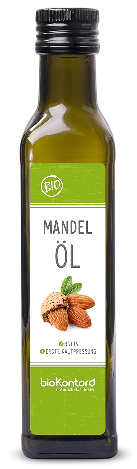 bioKontor – Bio Mandelöl 250ml – Mandelöl nativ kaltgepresst – 100% naturreines Mandel Öl in Rohkost