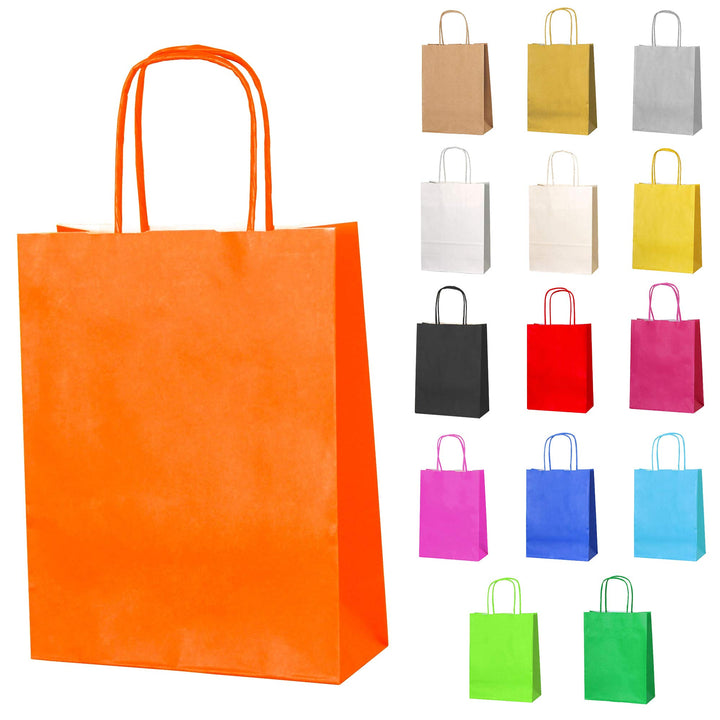 Thepaperbagstore 30 Papiertüten für Partys und Geschenke mit Griffen - Orange - 180x220x80mm Orange