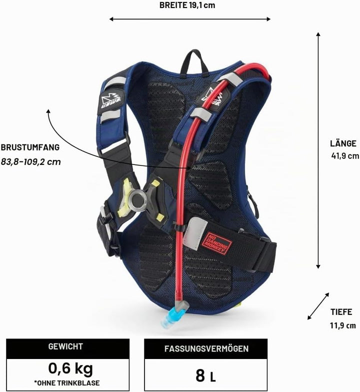 USWE Moto Hydro Hydration Pack - with Water Bladder, a High End, Bounce Free Backpack for Enduro and