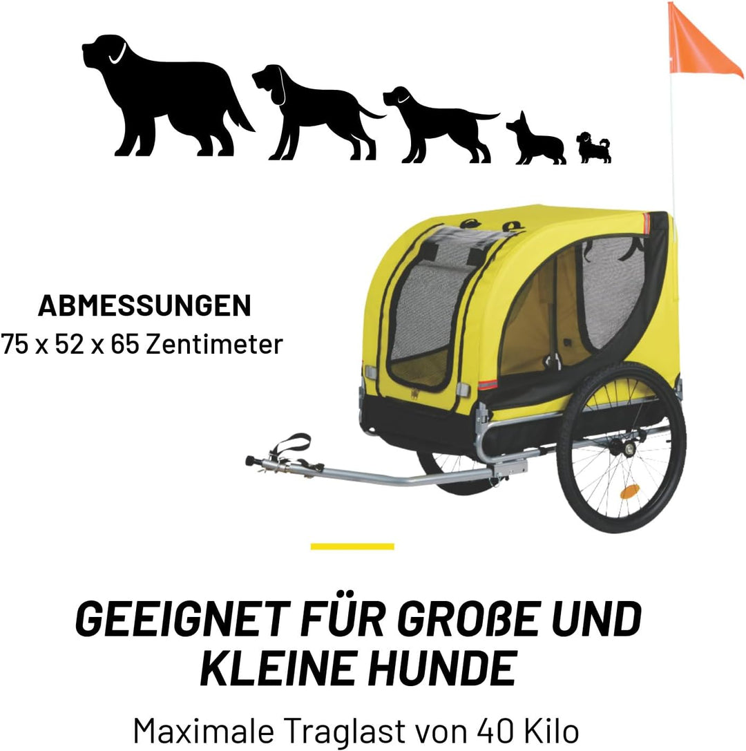 Dunlop Hundewagen - Hundebuggy max. 40KG - Hundeanhänger Zusammenklappbar - Hunde Fahrradanhänger mi