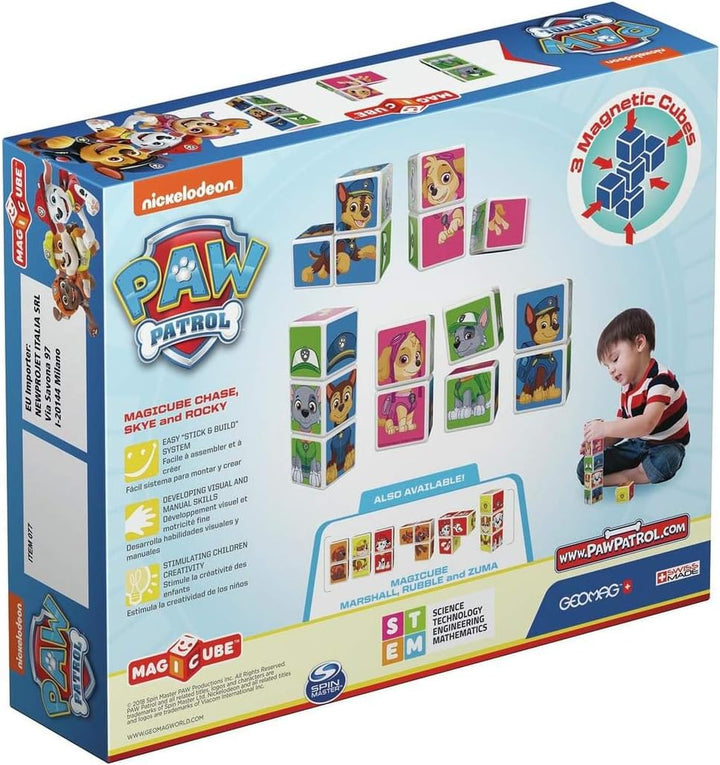 Geomag MagiCube PAW PATROL 077 Chase, Skye and Rocky - 3 Magnetwürfel für Konstruktionen, mehrfarbig