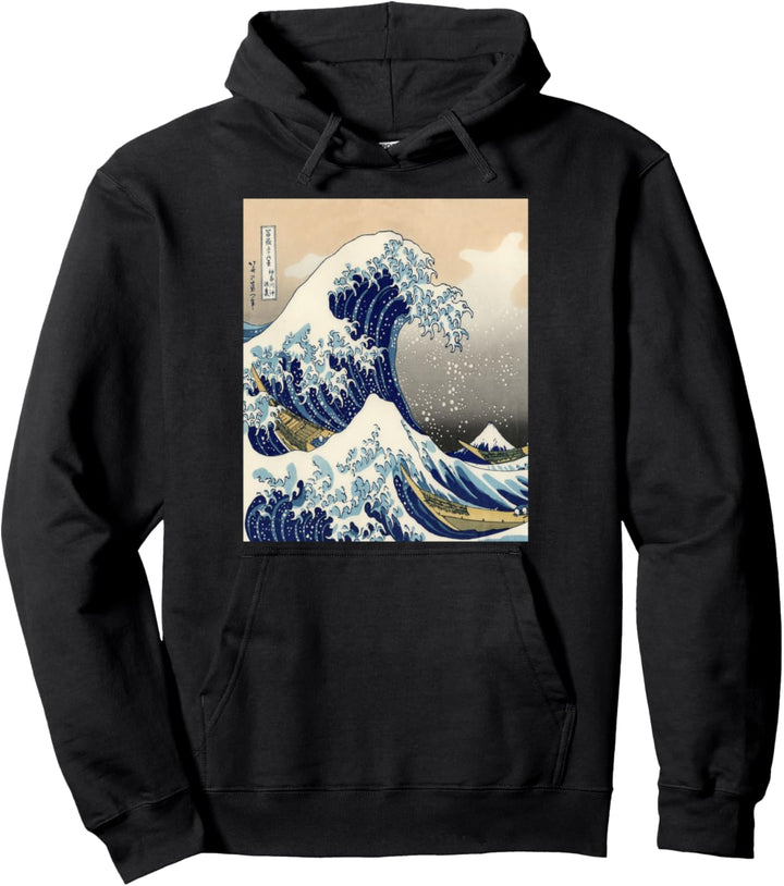 Kanagawa Japanische Kunst Die grosse Welle Vintage-Ästhetik Pullover Hoodie