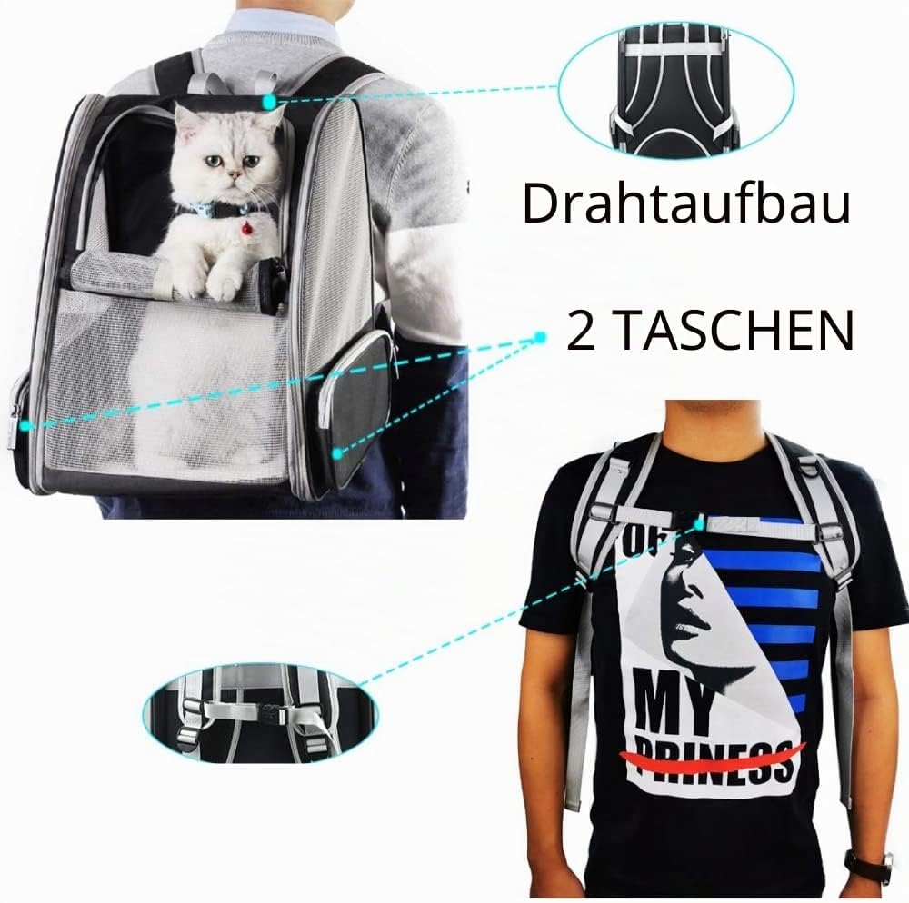 Haustiere Rucksack Transporttasche für Hunde Katzen 7.5kg, Grosse Tragbare Katzenrucksack Hunderucks