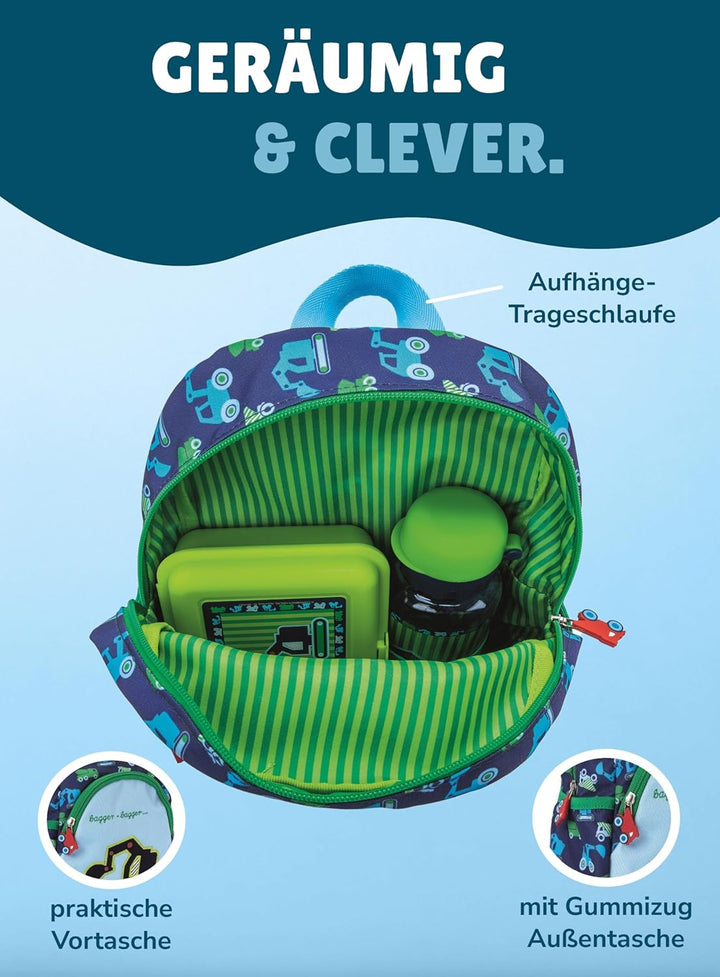 Familando Kinder Rucksack Die Spiegelburg BAGGER für Kinder ab 2 Jahren; ergonomisch, stabil &amp; leich