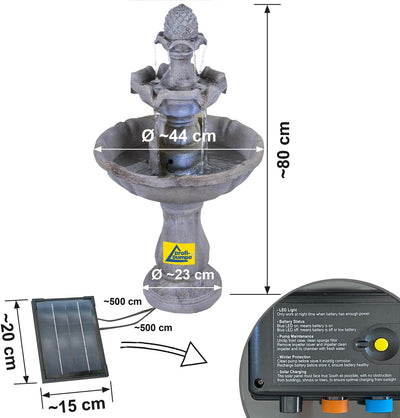 Solar Gartenbrunnen Brunnen Solarbrunnen Zierbrunnen Wasserfall Asia-Garten Gartenleuchte Teichpumpe