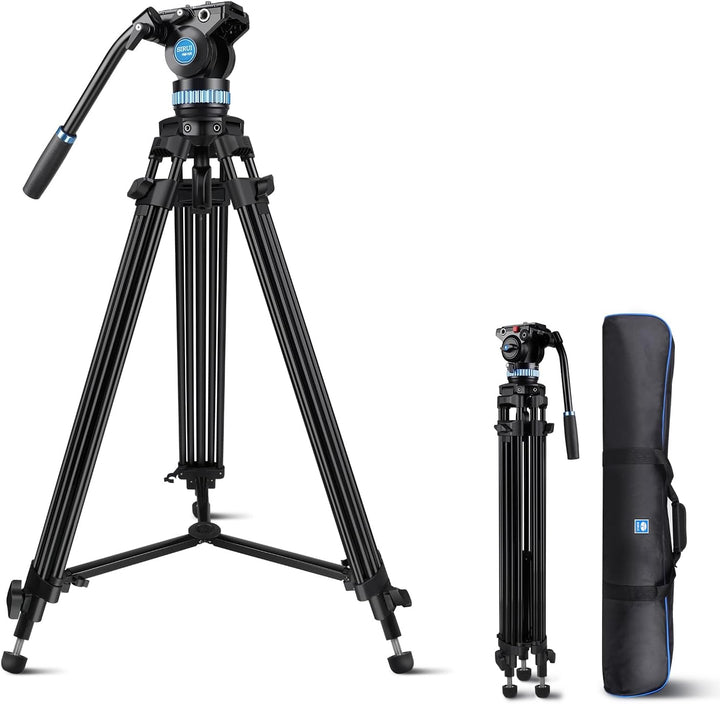 SIRUI AM-15S Aluminium Kamera Video Stativ mit Fluid-Kopf, 155cm professionelles Schwerlast Kamerast