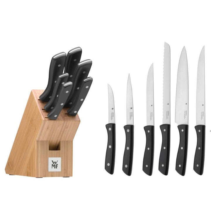 WMF Messerblock mit Messerset 7-teilig, Küchenmesser Set mit Messerhalter, 6 scharfe Messer, Bambus-
