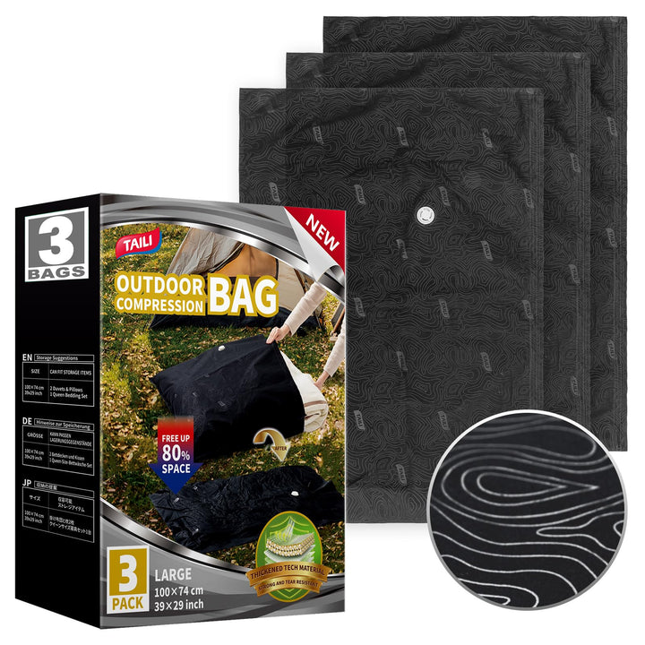 TAILI Vakuumbeutel für Outdoor Reisen 3 Stück Extra Grosse 100 X 74 CM Vakuumierbeutel für für Reise