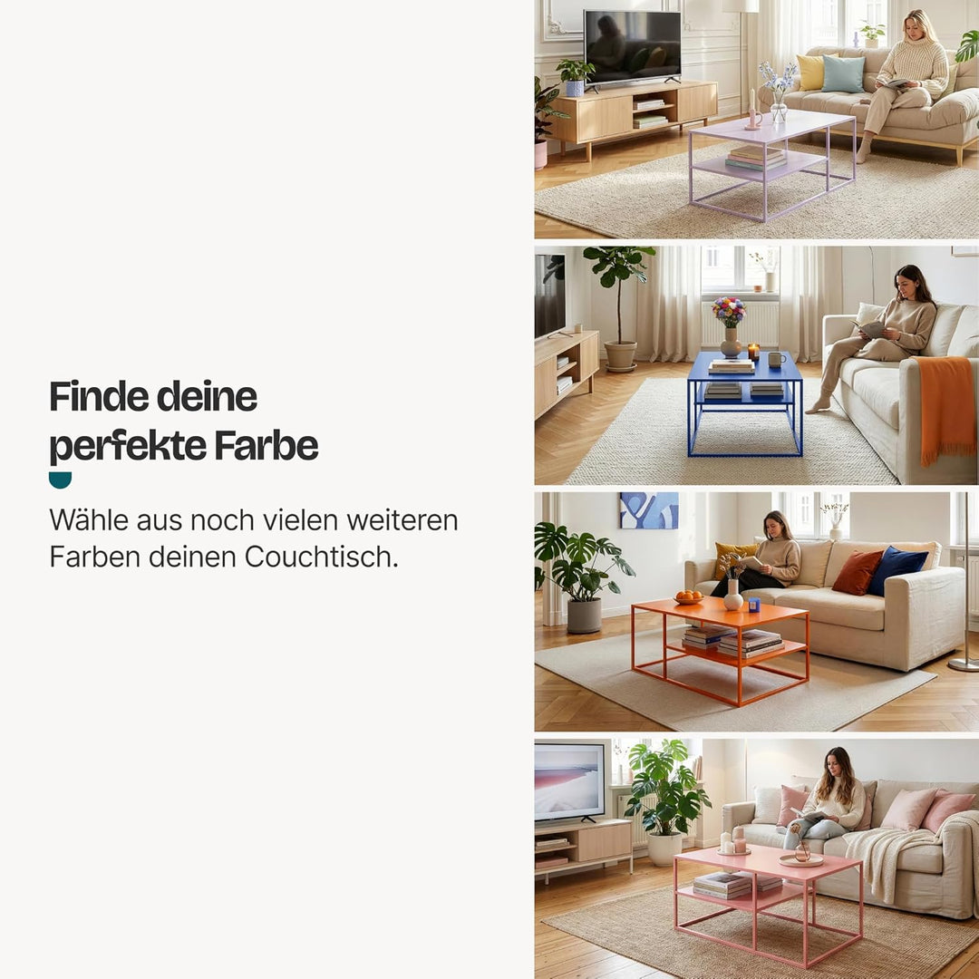 [en.casa] Couchtisch Solund Beistelltisch Metall Wohnzimmertisch mit Stauraum Sofatisch rechteckig K