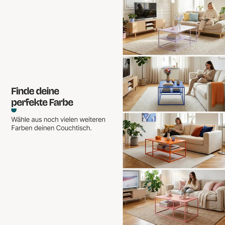 [en.casa] Couchtisch Solund Beistelltisch Metall Wohnzimmertisch mit Stauraum Sofatisch rechteckig K