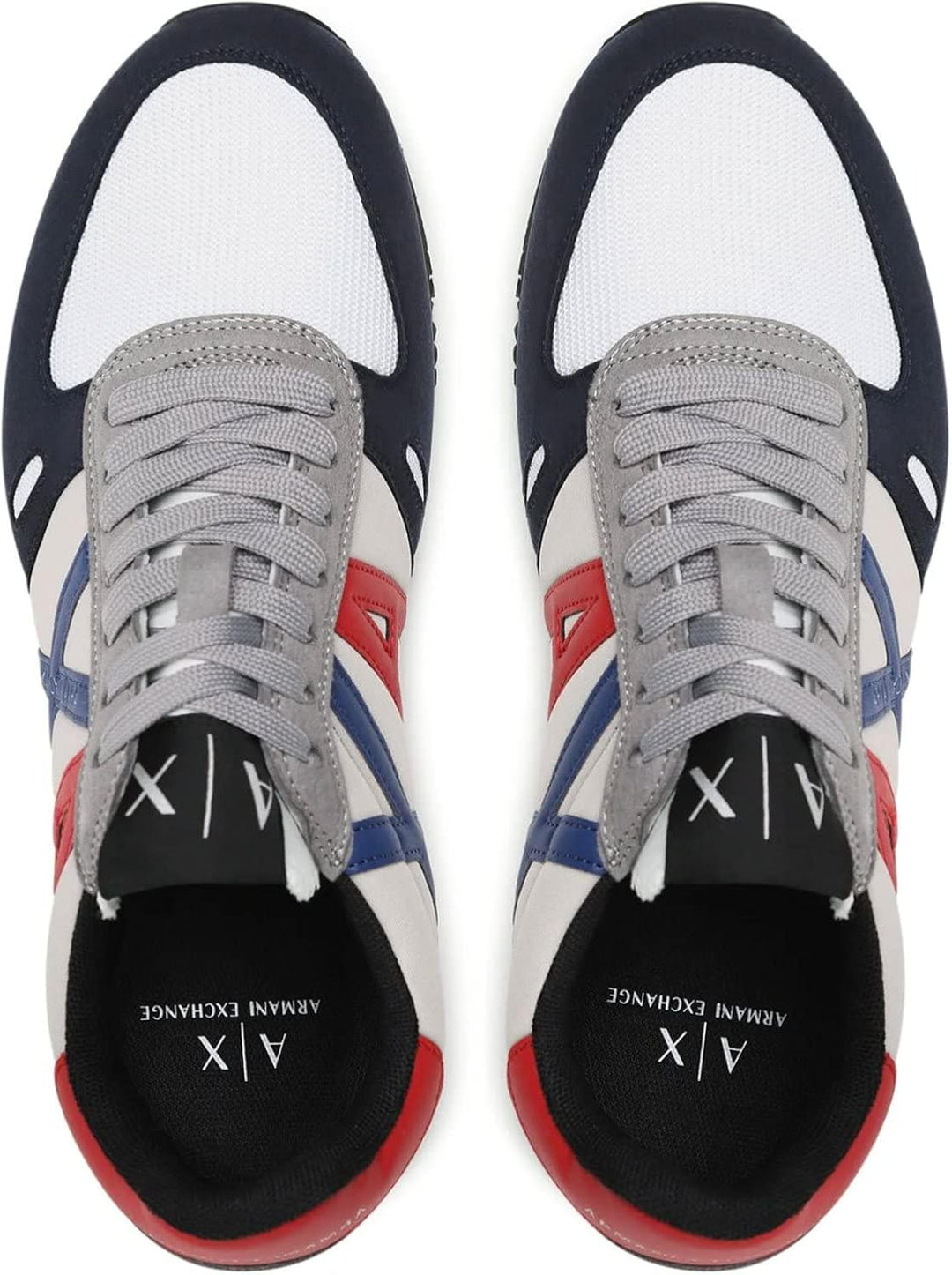 Armani Exchange Herren Retro Trainer Sneaker 42 EU Marineblau Grau Hell, 42 EU Marineblau Grau Hell