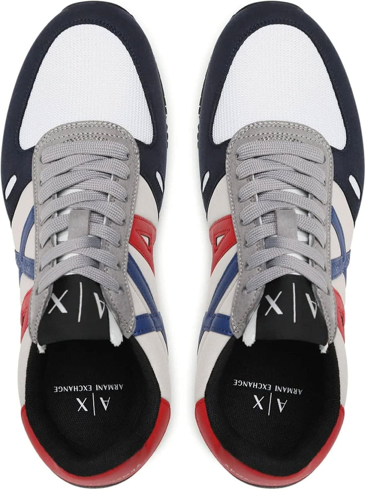 Armani Exchange Herren Retro Trainer Sneaker 42 EU Marineblau Grau Hell, 42 EU Marineblau Grau Hell