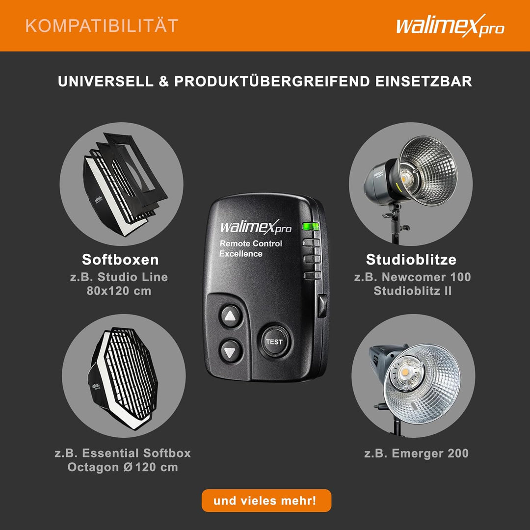 Walimex pro VE &amp; VC &amp; Newcomer Studioblitz Auslöser - Kabellose Fernsteuerung bis zu 30 m, 16 Kanäle