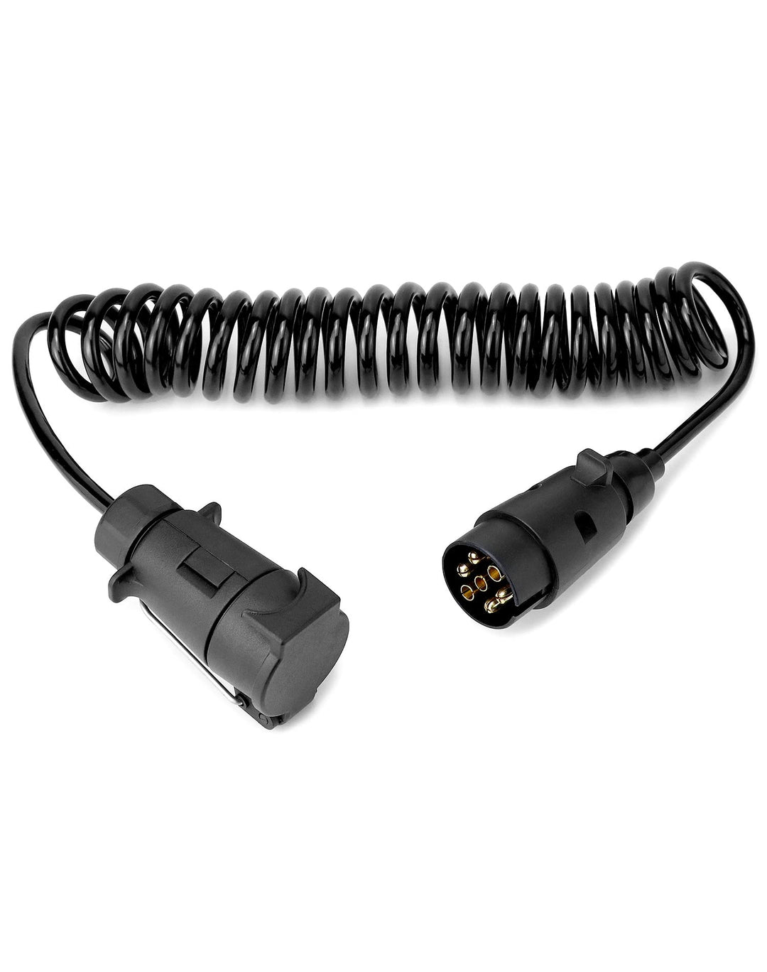 QWORK® 3 Meter 7 Pin Trailer Light Board Verlängerungskabel Spiralkabel mit Stecker auf Buchse Schle