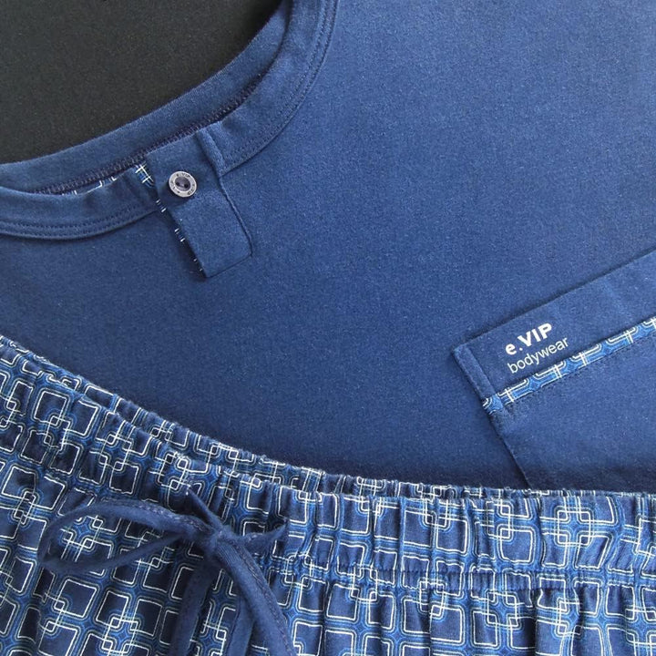 e.VIP® Herren Schlafanzug Luke 326 aus Reiner Baumwolle XXL Marine, XXL Marine