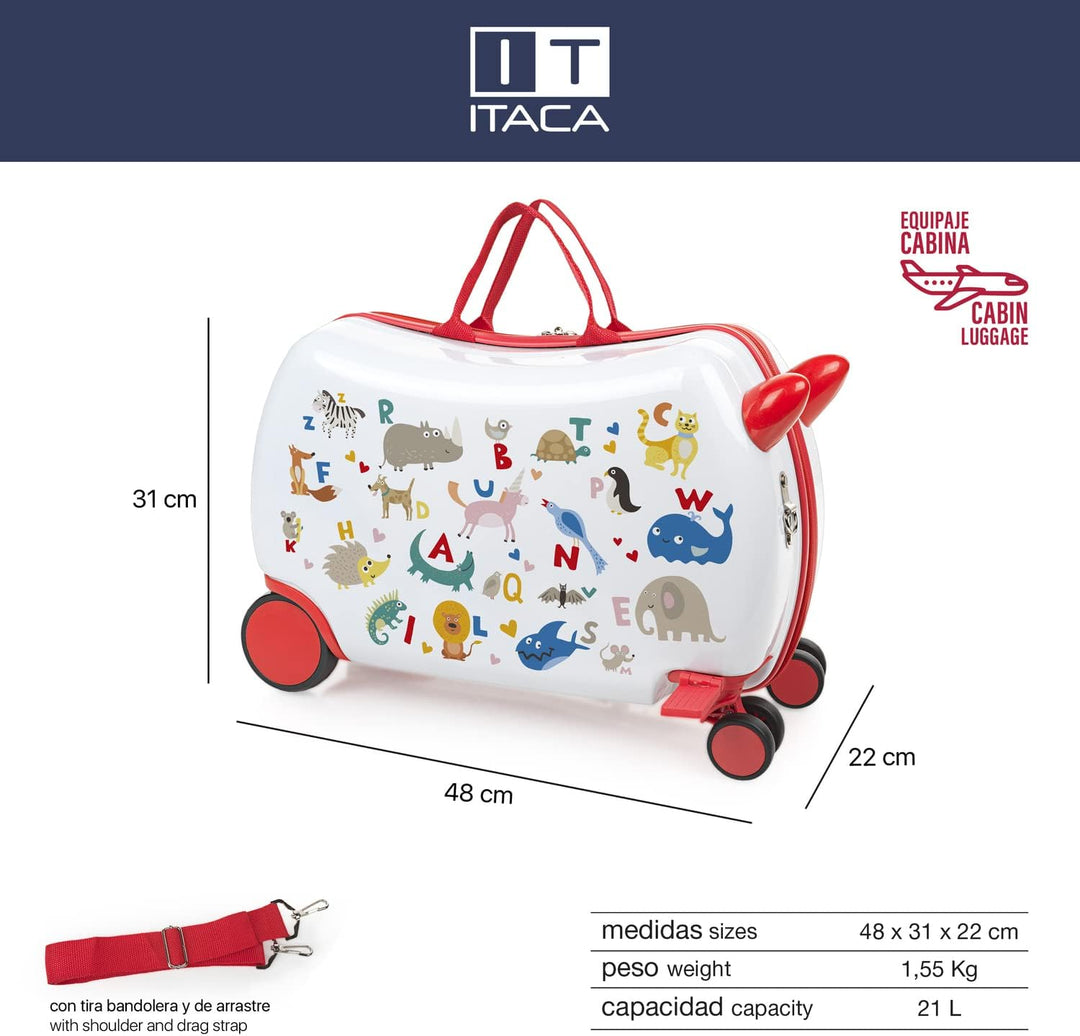 ITACA - kinderkoffer.Handgepäck & Kinderkoffer zum Draufsitzen. Koffer Kinder Jungen Starre Kinder K