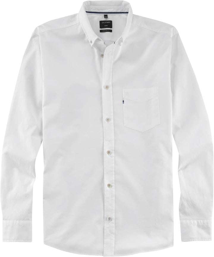 OLYMP Herren Freizeithemd Langarm Casual Oxfort Regular fit Button-Down-Kragen Weiss 00 XXL Weiss 00