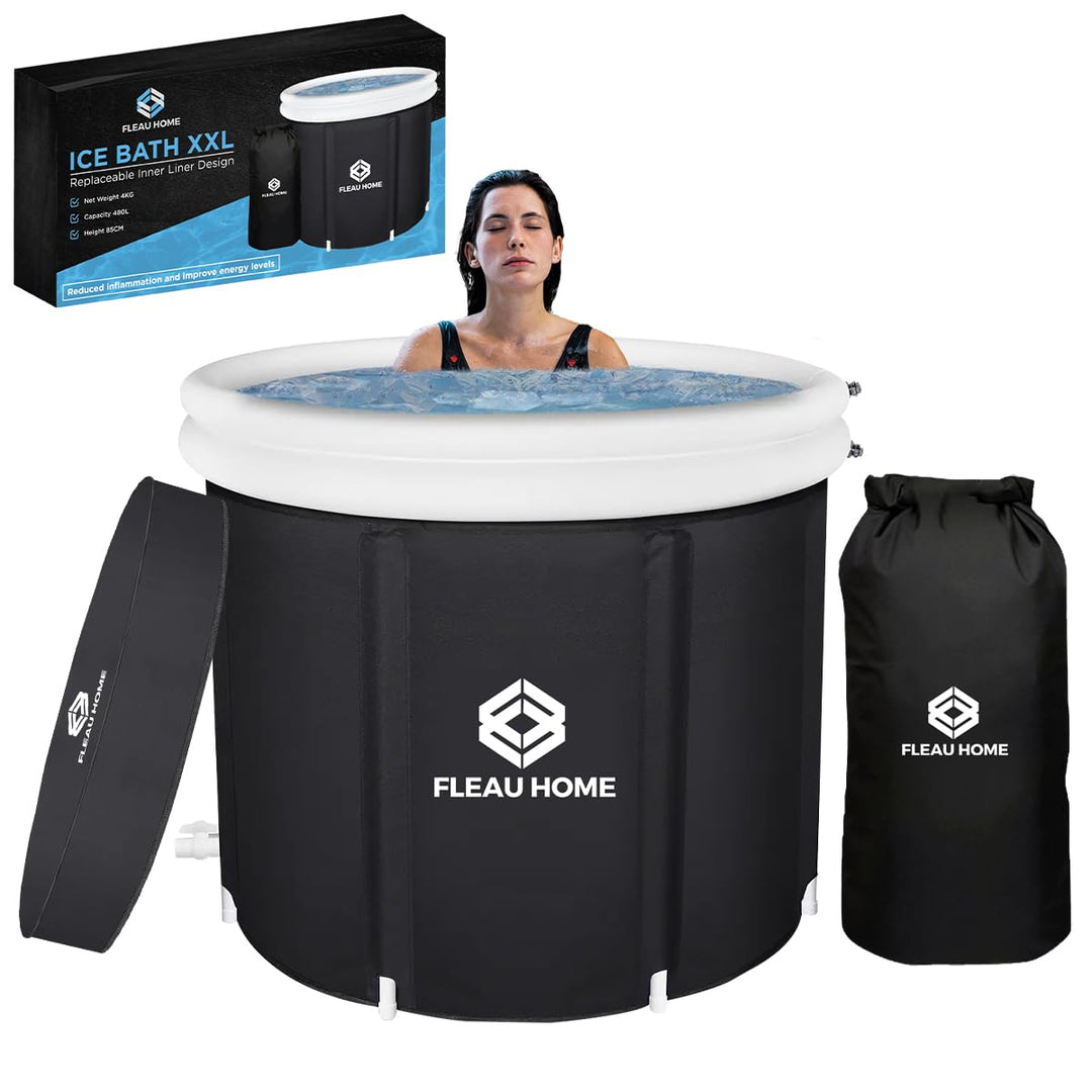 Fleau Home Eisbad XXL PRO - Sitzbad mit Deckel & Pumpe - Einzigartiges Isoliermodell - Doppelsitzkis
